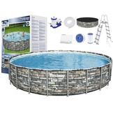 Bestway Power Steel zwembad 671 x 132 cm - Steen-look - complete set