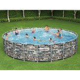 Bestway Power Steel zwembad 671 x 132 cm - Steen-look - complete set