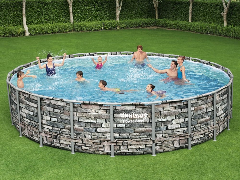 Bestway Power Steel zwembad 671 x 132 cm - Steen-look - complete set