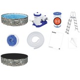 Bestway Power Steel zwembad 671 x 132 cm - Steen-look - complete set