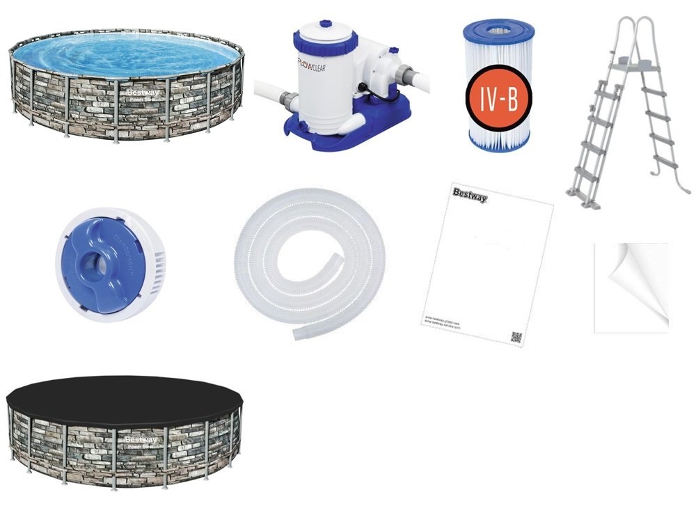 Bestway Power Steel zwembad 671 x 132 cm - Steen-look - complete set