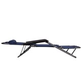 Ligstoel tuinstoel verstelbaar met hoofdsteun - marineblauw