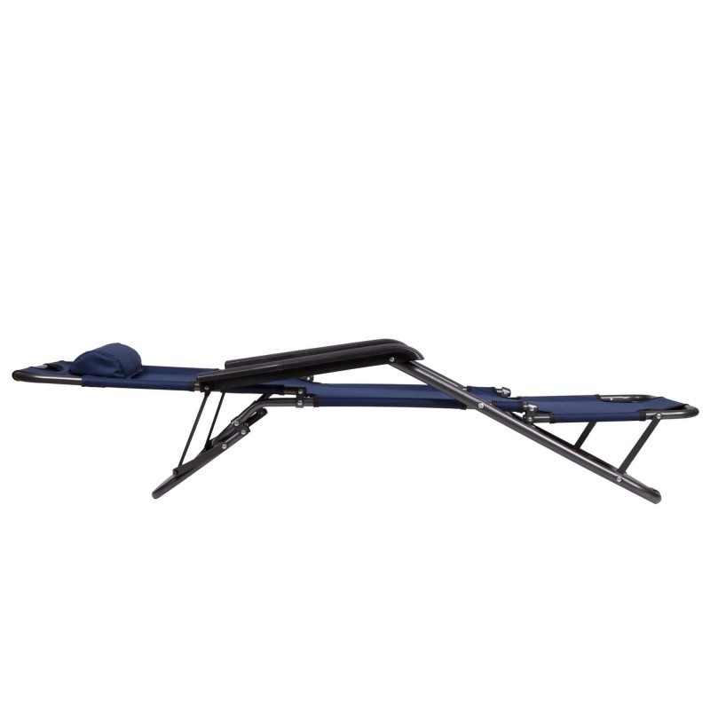 Ligstoel tuinstoel verstelbaar met hoofdsteun - marineblauw