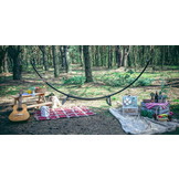 Hangmat standaard grijs tot 220 kg - inc blauw-groen hangmat 220 x 160 cm