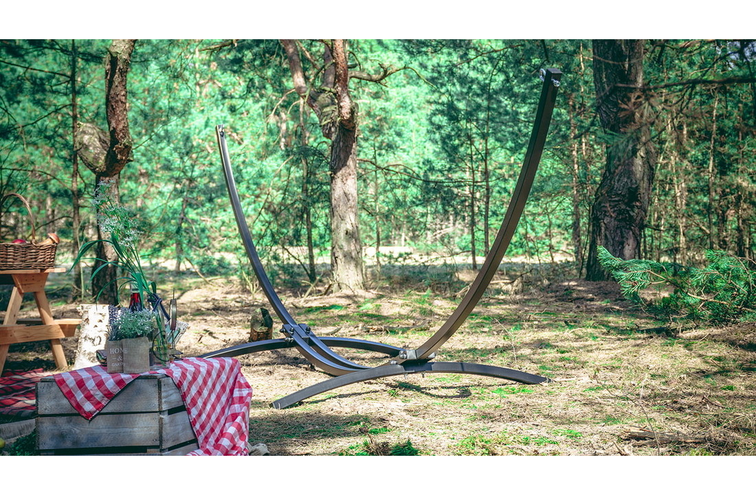 Hangmat standaard grijs tot 220 kg - inc blauw-groen hangmat 220 x 160 cm