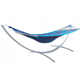 Hangmat standaard grijs tot 220 kg - inc blauw-paarse hangmat 220 x 160 cm