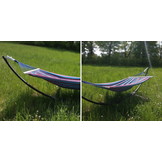 Hangmat standaard grijs tot 220 kg - inc blauw-paarse hangmat 220 x 160 cm