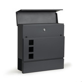 Brievenbus 37 x 37 x 10 cm – metaal antraciet - met krantenvak