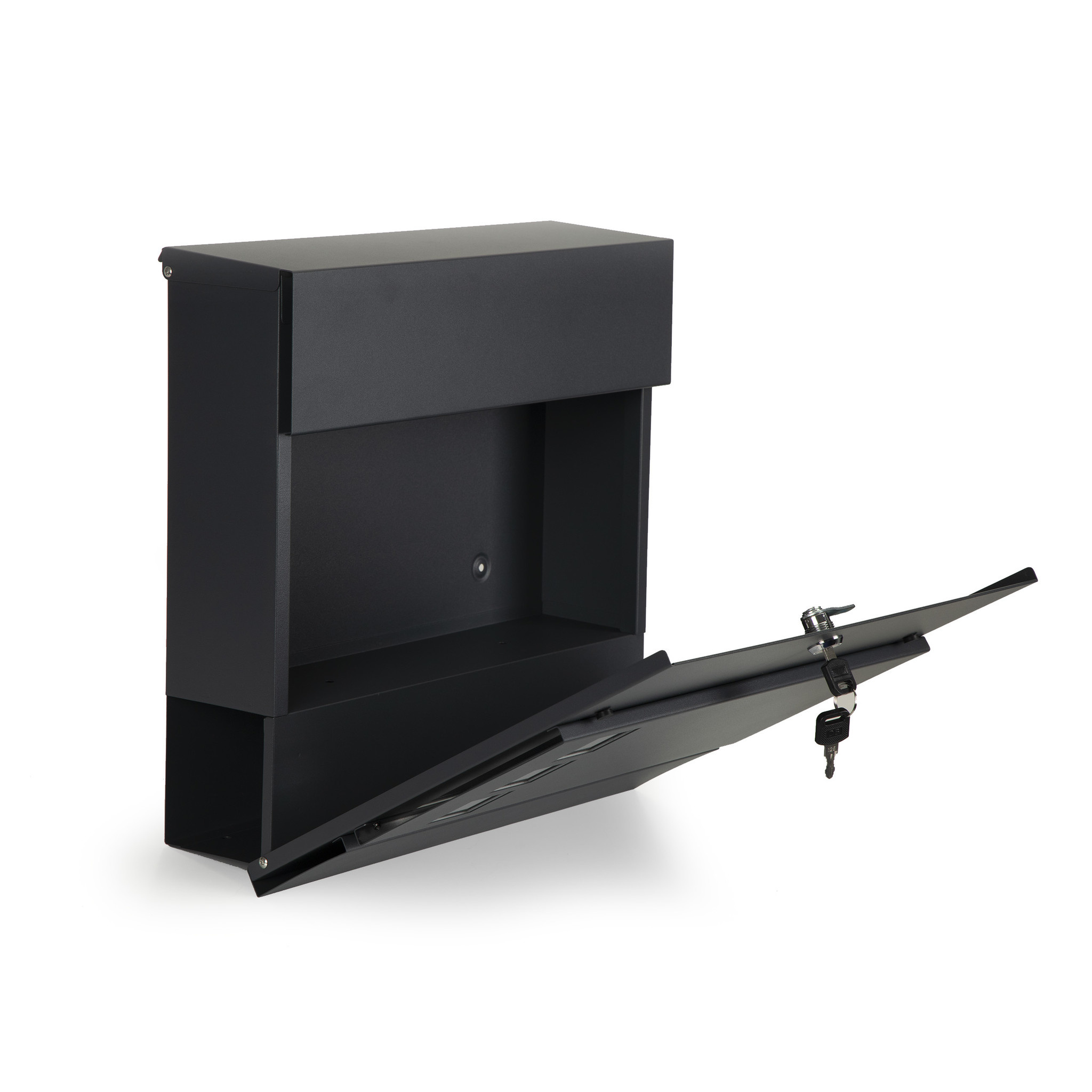 Brievenbus 37 x 37 x 10 cm – metaal antraciet - met krantenvak