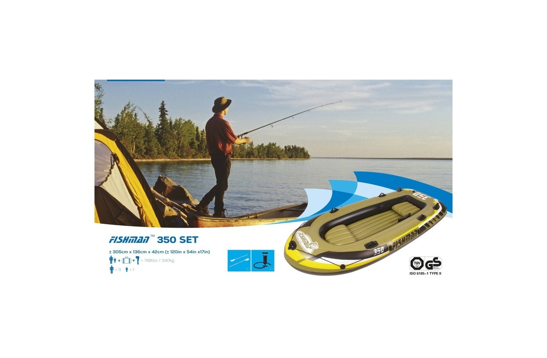 Fishman 350 opblaasboot - 305x136x42 cm - Inclusief pomp en roeispanen