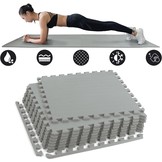 Sportvloer fitnessapparatuur - 50 x 50 cm - 8 stuks - grijs