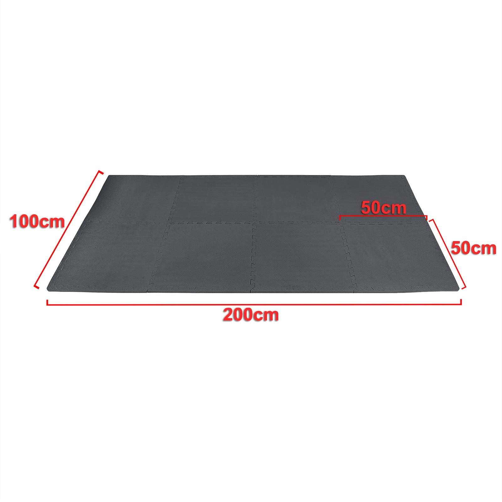 Sportvloer fitnessapparatuur - 50 x 50 cm - 8 stuks - zwart