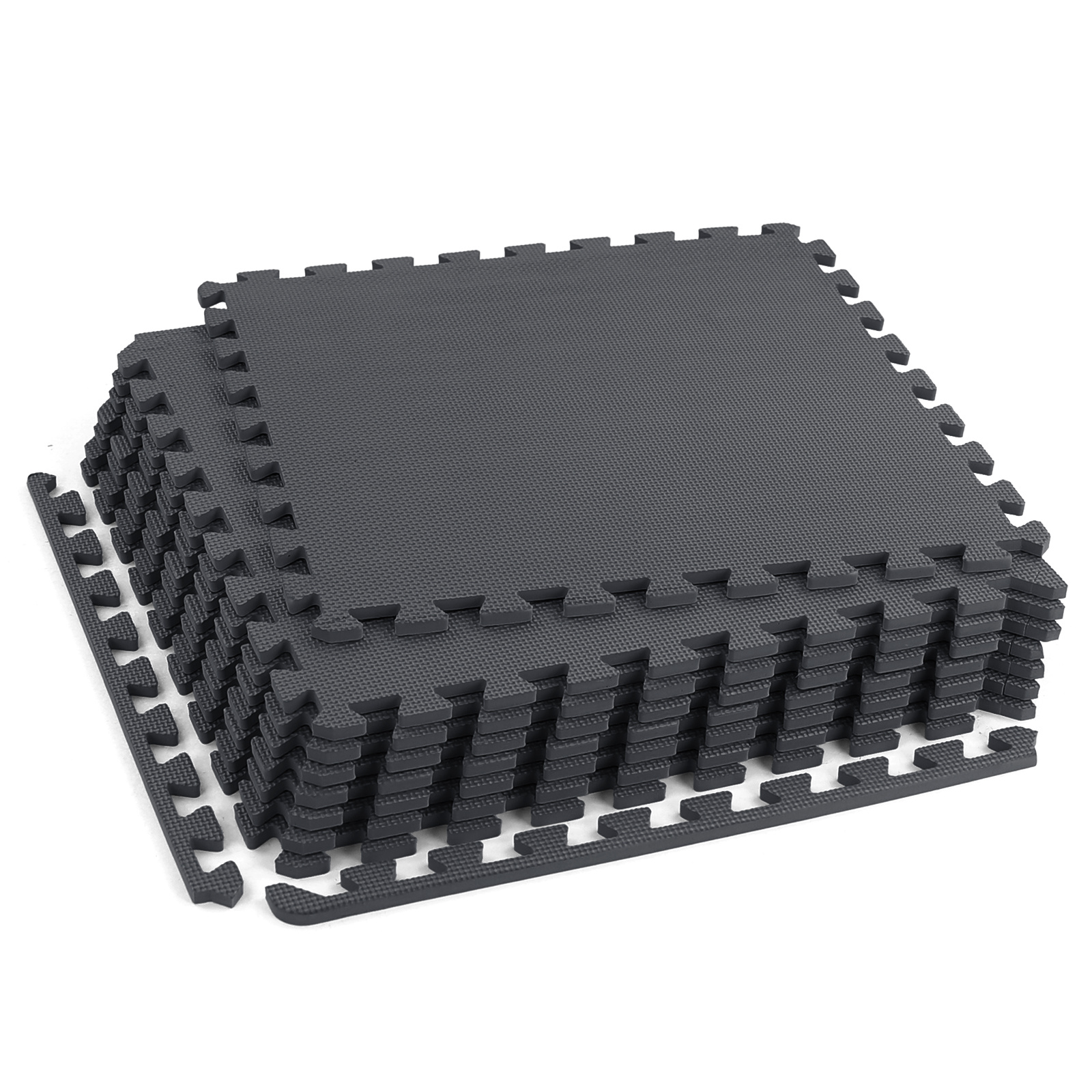 Sportvloer fitnessapparatuur - 50 x 50 cm - 8 stuks - zwart