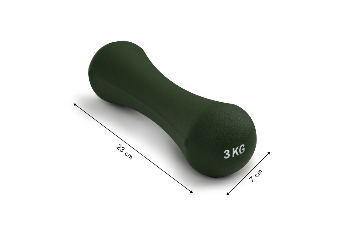 Dumbbell set 6 kg - 2 x 3kg - neopreen groen - fitness gewichten