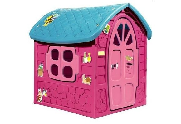 Buiten speelhuis roze – 120 x 113 x 111 cm - met deur en raam