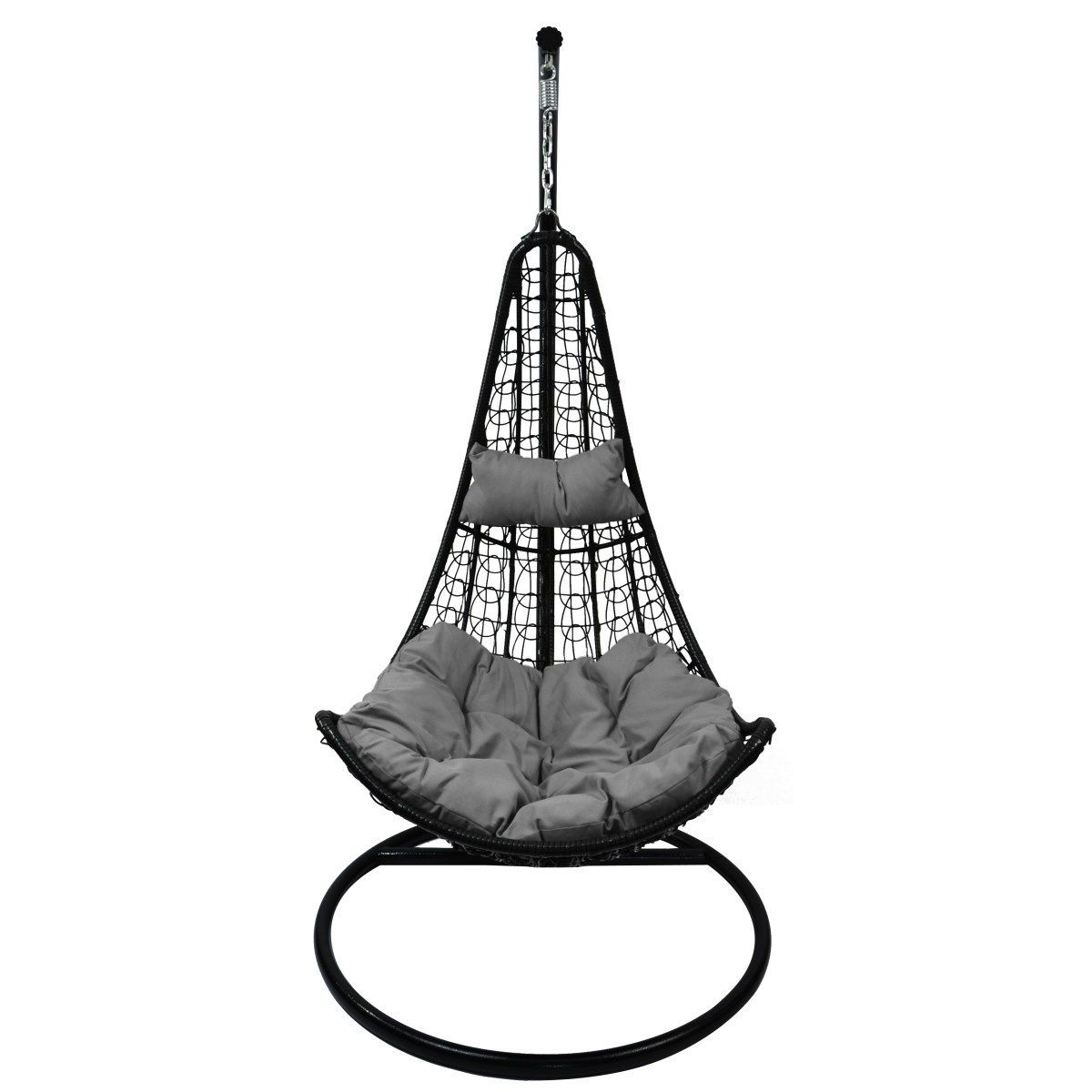 Hangstoel grijs met standaard - met kussen en hoofdsteun - tot 130 kg