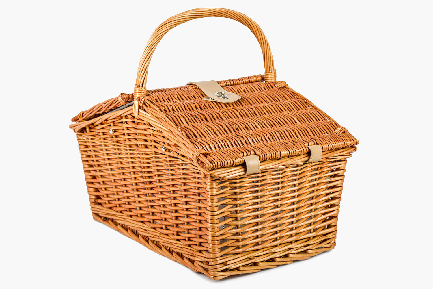 Picknickmand 4-persoons met servies & thermotas - licht riet