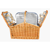 Picknickmand 4-persoons met servies & thermotas - licht riet