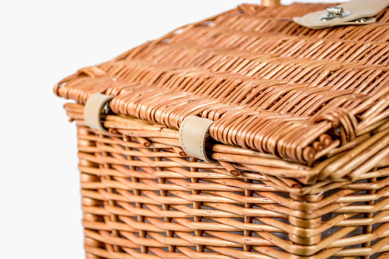 Picknickmand 4-persoons met servies & thermotas - licht riet