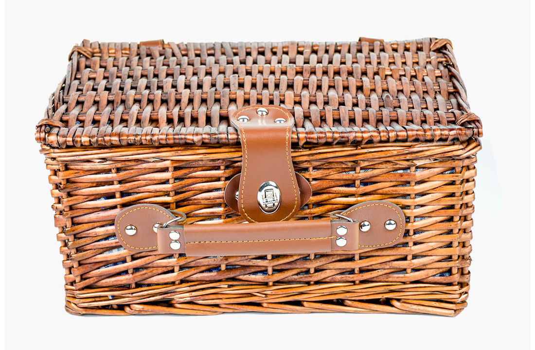 Picknickmand 4-persoons met servies & thermotas - donker riet