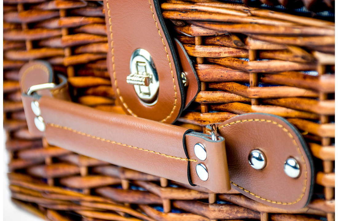 Picknickmand 4-persoons met servies & thermotas - donker riet