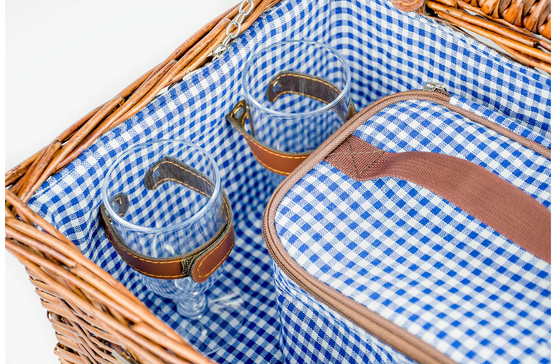 Picknickmand 4-persoons met servies & thermotas - donker riet