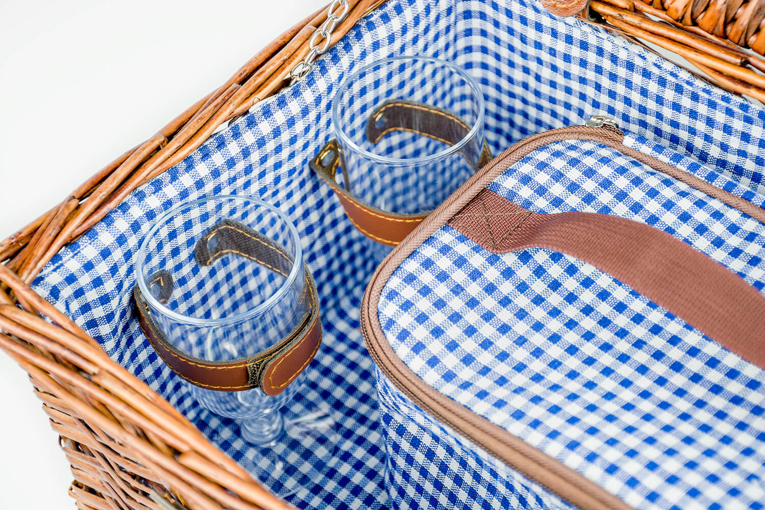 Picknickmand 4-persoons met servies & thermotas - donker riet