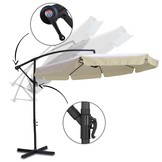 Zweefparasol XL - 350 cm - beige - opvouwbare tuinparasol