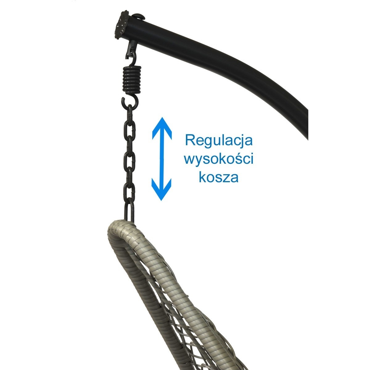 Hangstoel schommelstoel met frame - zwart met grijs - inc kussens