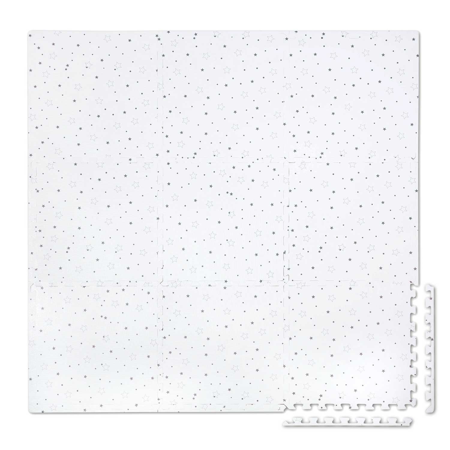 Speelmat puzzelmat - 150 x 150 cm - wit met sterren - 9-delig