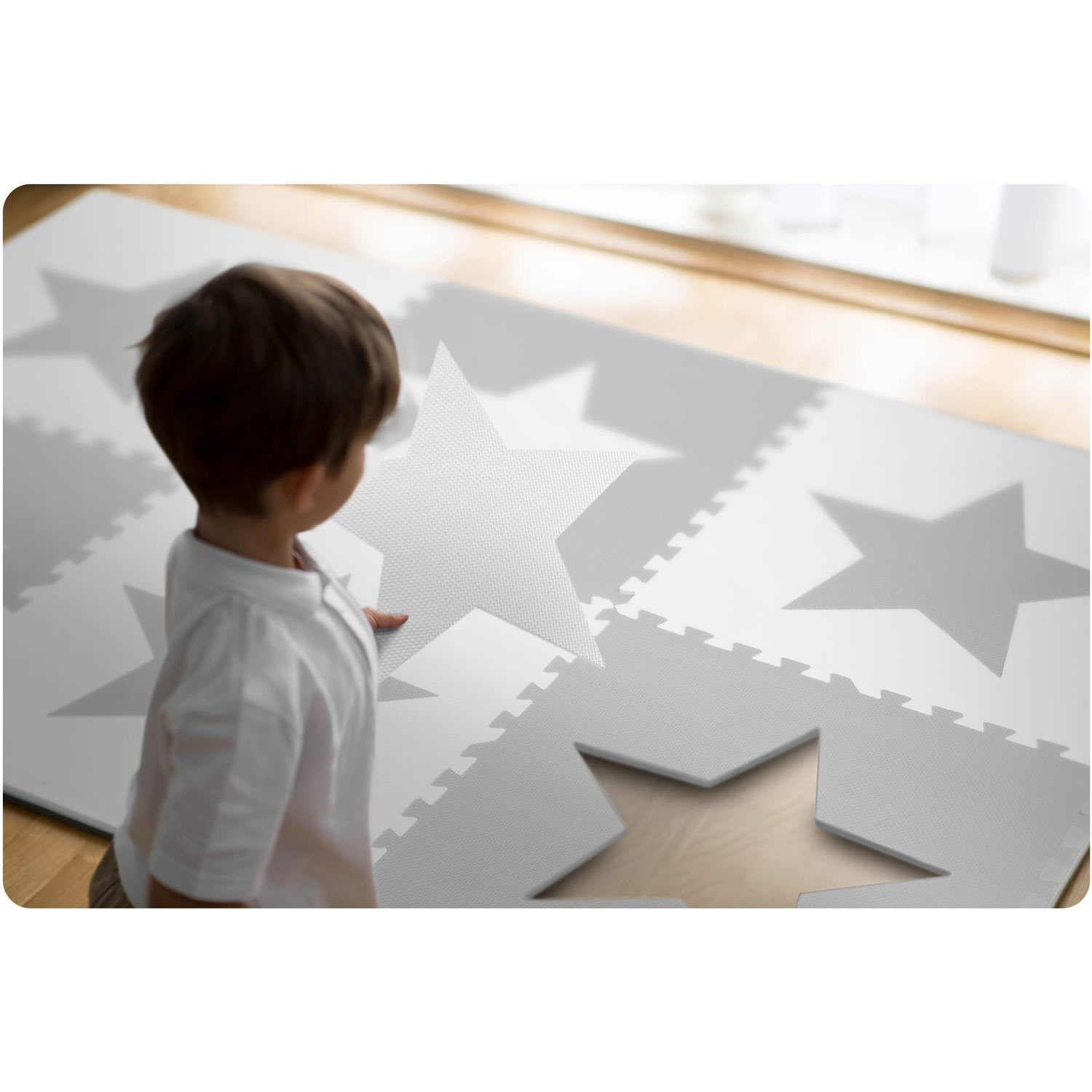 Puzzel speelmat 180 x 180 cm – 9 foam tegels met Sterren