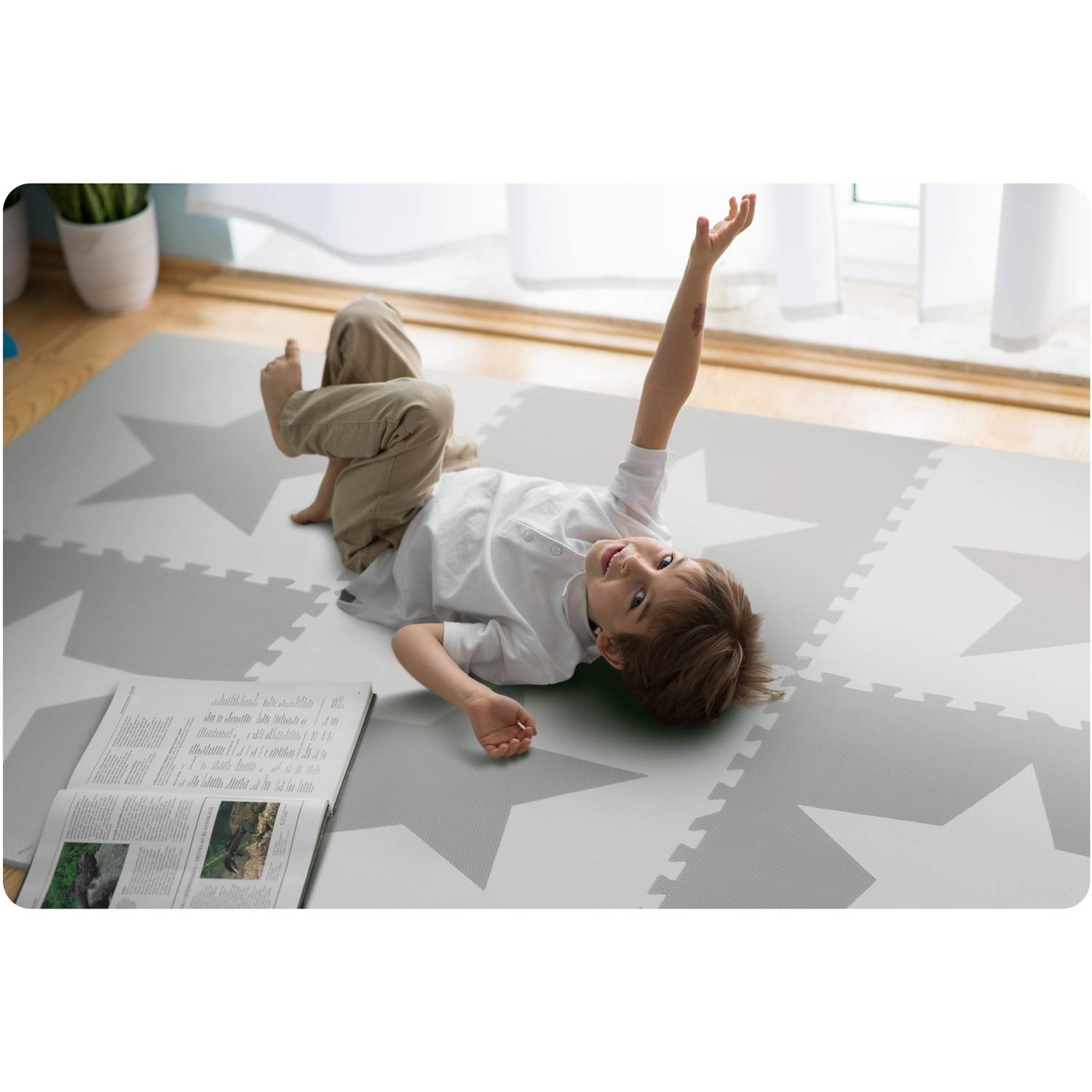 Puzzel speelmat 180 x 180 cm – 9 foam tegels met Sterren