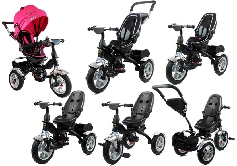 Driewieler kinderwagen roze - met zonnevizier