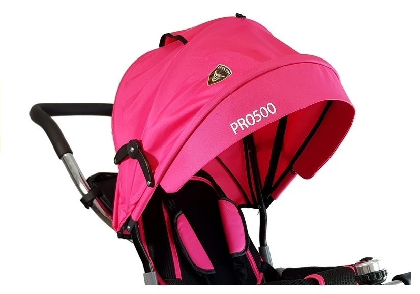 Driewieler kinderwagen roze - met zonnevizier