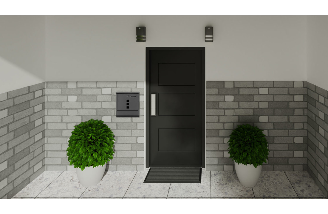 Brievenbus RVS 33x31x10cm antraciet - met krantenvak