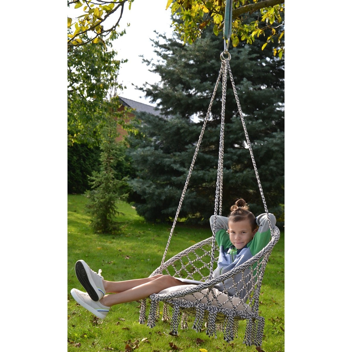 Hangstoel met kussen 80x60cm - Gevlochten katoen