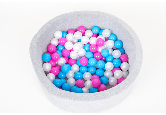 Ballenbak 90 x 40 cm - met 150 ballen - wit, blauw, roze