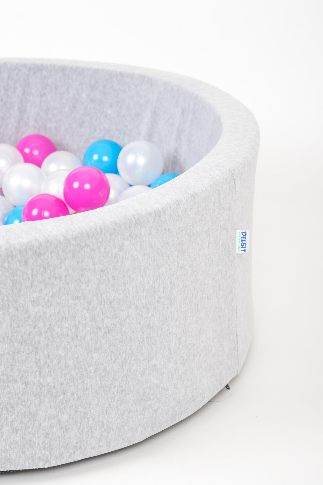 Ballenbak 90 x 40 cm - met 150 ballen - wit, blauw, roze