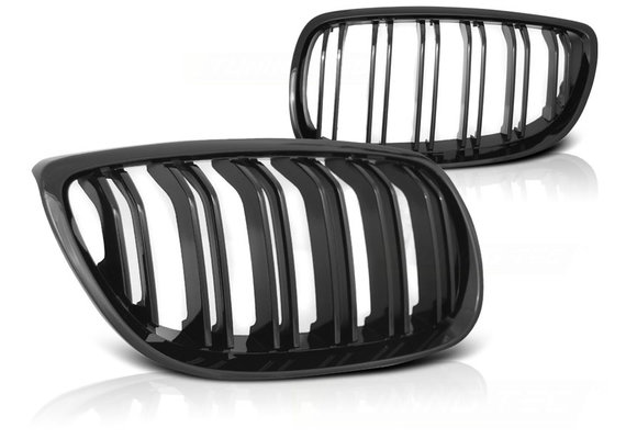Grill geschikt voor BMW E92/E93 07-10 C/C GLANZEND ZWART DUBBELE STANG M-LOOK