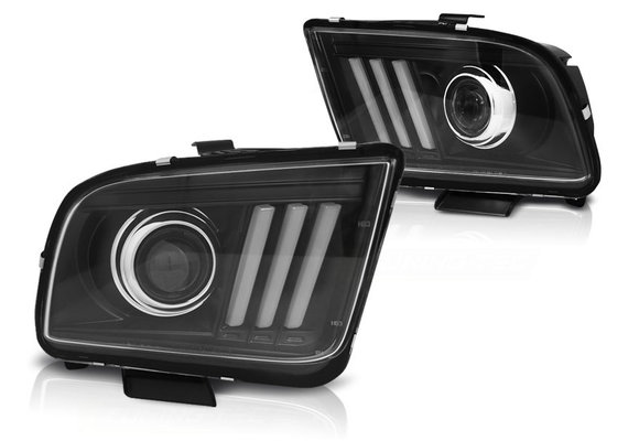 Koplampen met parkeerlicht FORD MUSTANG 04-09 ZWART