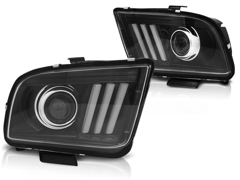 Koplampen met parkeerlicht FORD MUSTANG 04-09 ZWART
