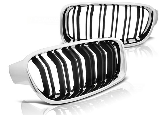 Grill geschikt voor BMW F30 / F31 10 11- M3 LOOK CHROOM ZWART