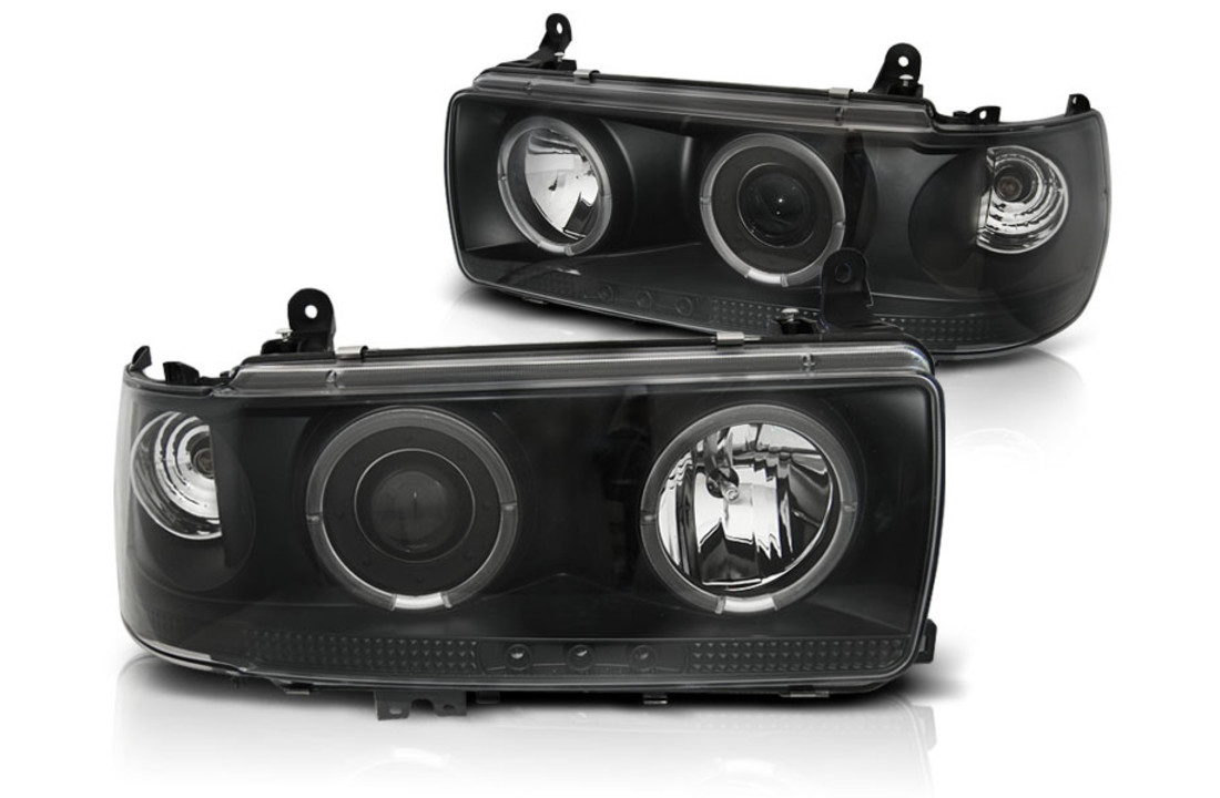 Koplampen dual halo rims geschikt voor TOYOTA LAND CRUISER FJ 80 90-97 ZWART