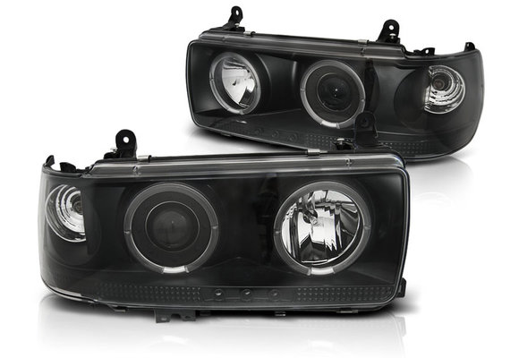 Koplampen dual halo rims TOYOTA LAND CRUISER FJ 80 90-97 ZWART