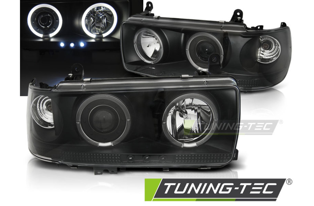 Koplampen dual halo rims geschikt voor TOYOTA LAND CRUISER FJ 80 90-97 ZWART