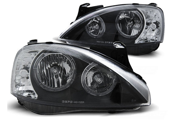 Koplampen dual halo rims geschikt voor OPEL CORSA C 11 00-09 06 ANGEL EYES ZWART