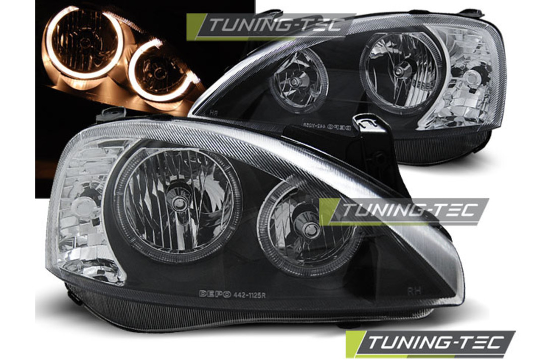 Koplampen dual halo rims geschikt voor OPEL CORSA C 11 00-09 06 ANGEL EYES ZWART