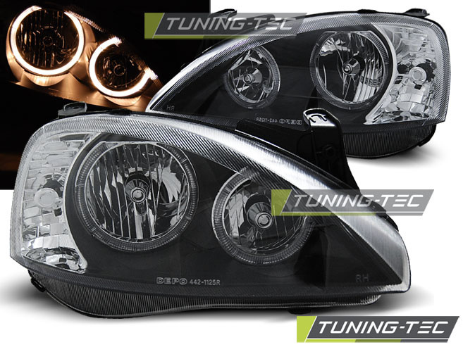 Koplampen dual halo rims OPEL CORSA C 11 00-09 06 ANGEL EYES ZWART