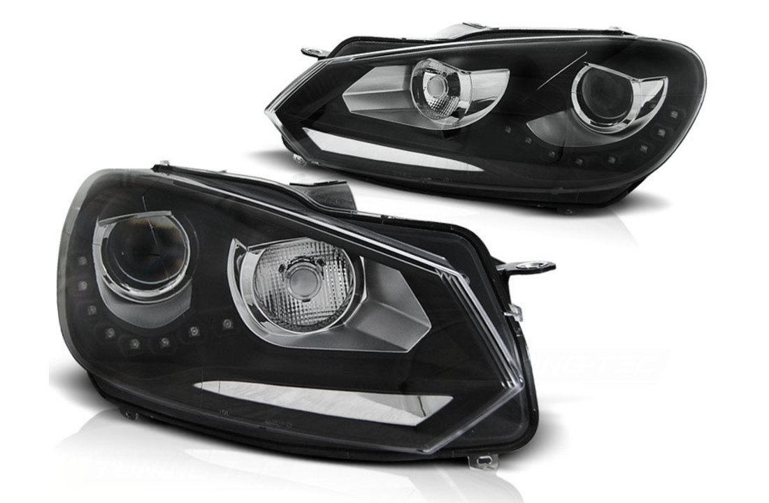 Koplampen dagrijlicht geschikt voor VW GOLF 6 10 08-12 ZWART TRU DRL