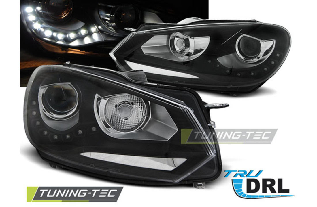 Koplampen dagrijlicht geschikt voor VW GOLF 6 10 08-12 ZWART TRU DRL